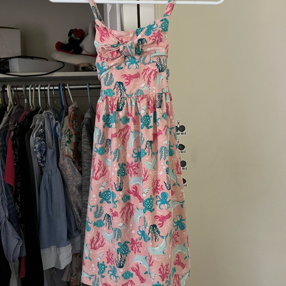 Pink and Blue Sea Life Print Dress